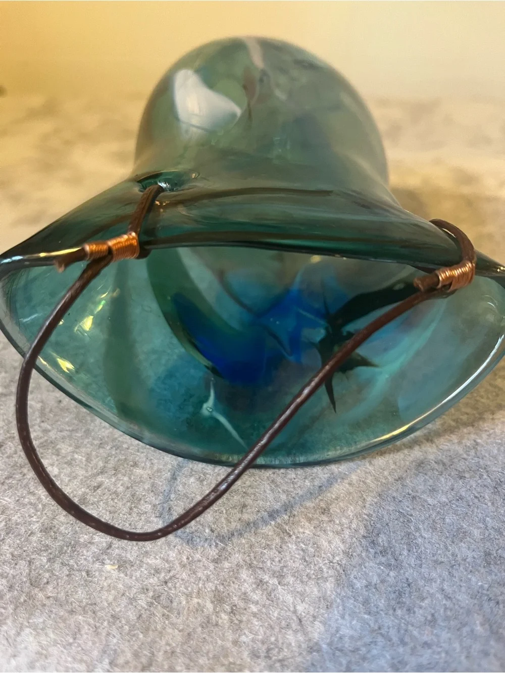 Firewind Art Glass by Jim Miller Blue Swirl Wall Pocket Vase